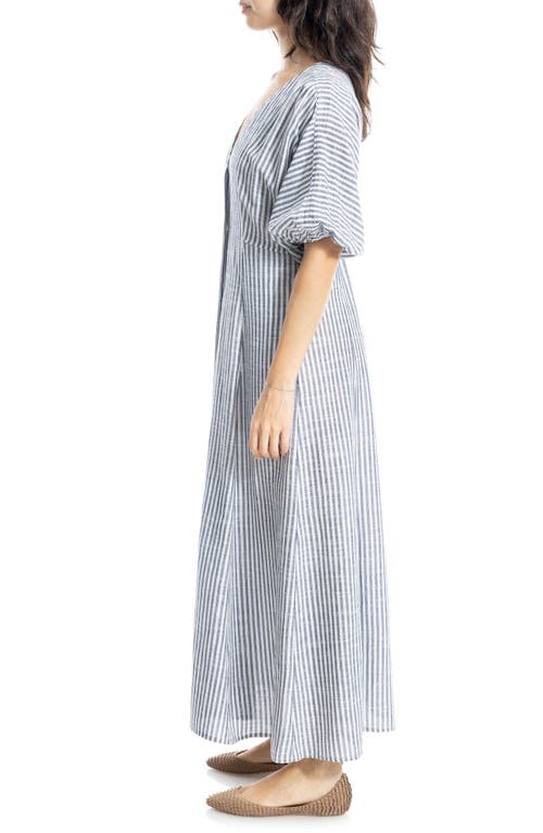 MAX STUDIO MAX STUDIO PUFF SHORT SLEEVE BUTTON FRONT MAXI DRESS 