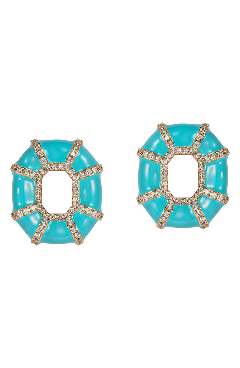 NeverNoT Grab 'n' Go Diamond Enamel Drop Earrings, Main, color, Blue