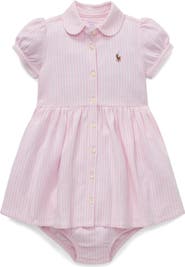 Ralph Lauren Oxford Stripe Cotton Piqué Dress & Bloomers
