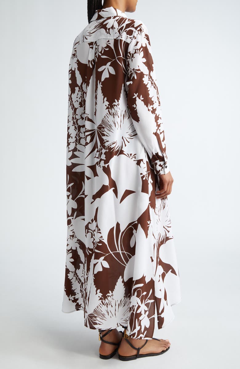 Michael Kors Collection Shadow Floral Print Long Sleeve Silk Crêpe de Chine Shirtdress, Alternate, color, 