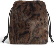 Reformation Solene Faux Fur and Leather Pouch Wristlet