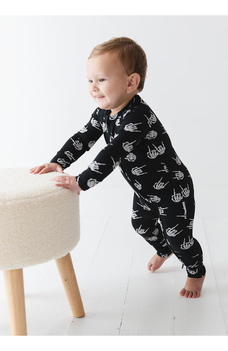 Charlie Lou Baby<sup>®</sup> Rock N' Skull Double Zipper Convertible Romper, Alternate, color,