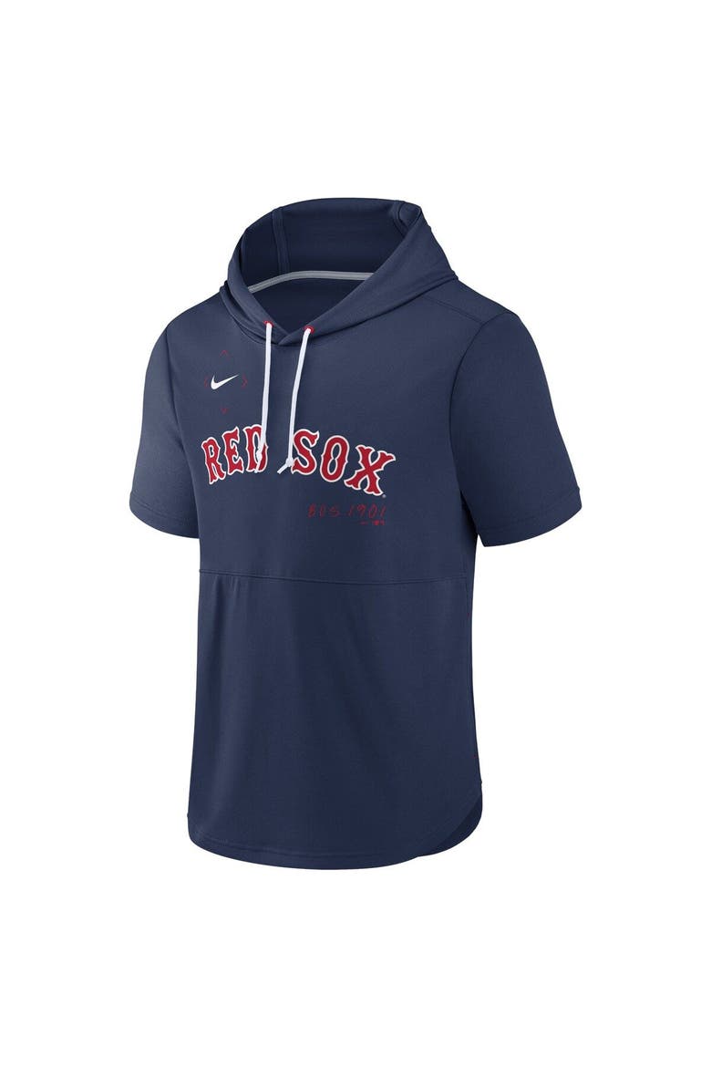 Men's Nike Navy Boston Red Sox Springer Short Sleeve Team Pullover Hoodie, Alternate, color, Navy