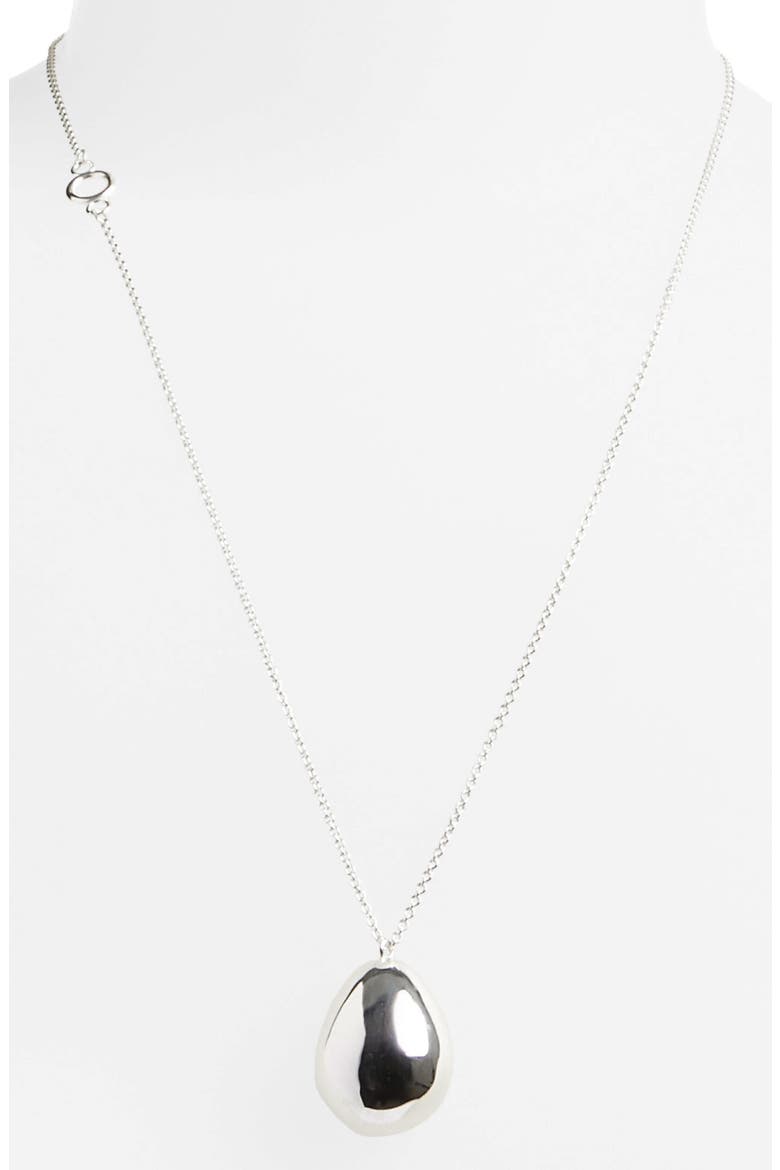 Quail Eggshell Half Silver Pendant Necklace, Alternate, color, POLISHED SILVER