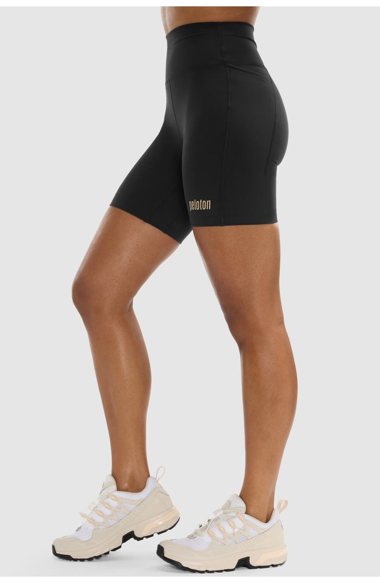 Peloton Cadent 7" High Rise Pocket Bike Short, Alternate, color, Black - Peloton Wordmark