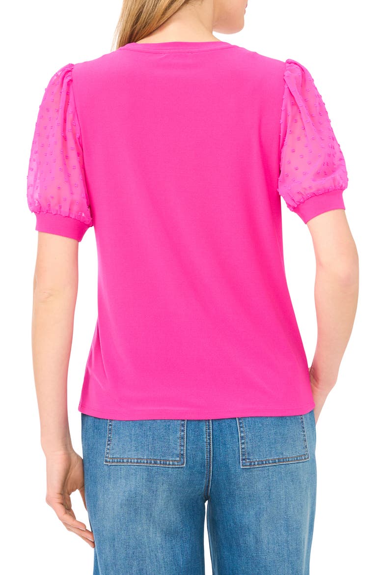 Clip Dot Puff Sleeve Top, Alternate, color, FIERCELY FUCHSIA