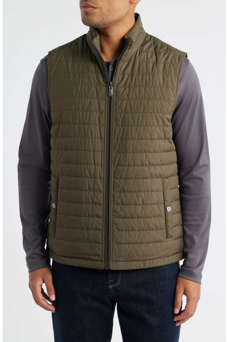 Reversible Quilted & Knit Vest, Alternate, color, OLIVE/ MARLED OLIVE