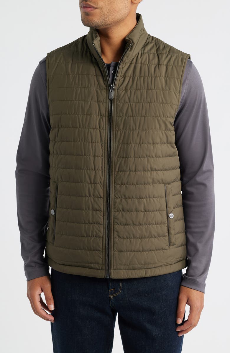 Johnston & Murphy Reversible Quilted & Knit Vest, Alternate, color, Olive/ Marled Olive