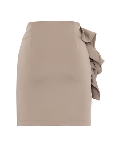 Theo The Label Atlas Bow Scuba Short Skirt In Sand