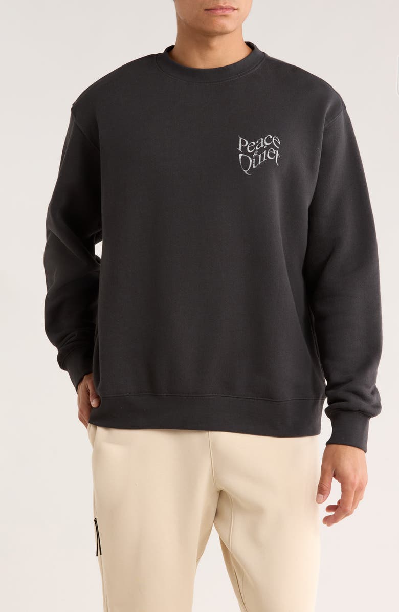 Museum of Peace & Quiet Warped Logo Cotton Crewneck Sweatshirt, Main, color, Black