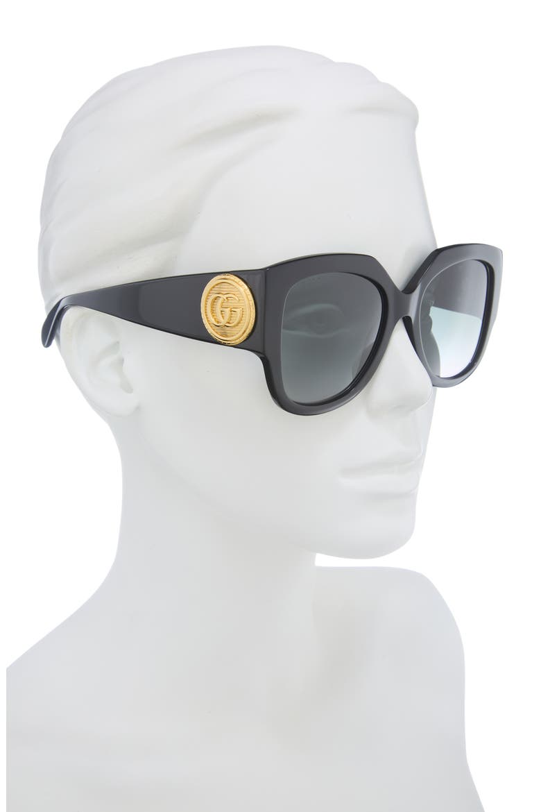 54mm Square Sunglasses, Alternate, color, BLACK BLACK GREY