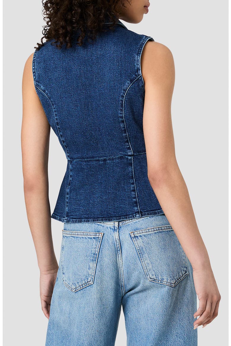 Delancey Button Front Peplum Top, Alternate, color, DARK INDIGO