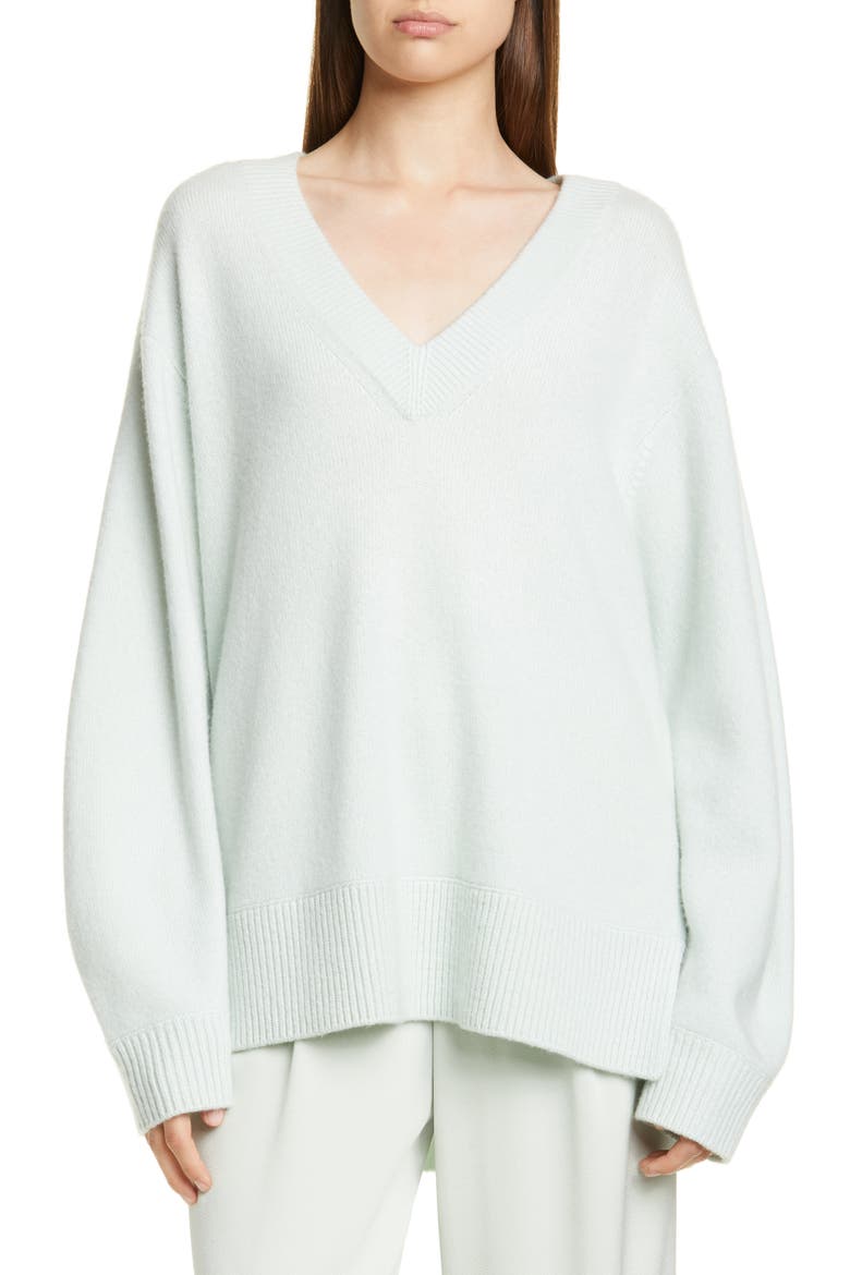 V-Neck Cashmere Tunic Sweater, Main, color, ALOE
