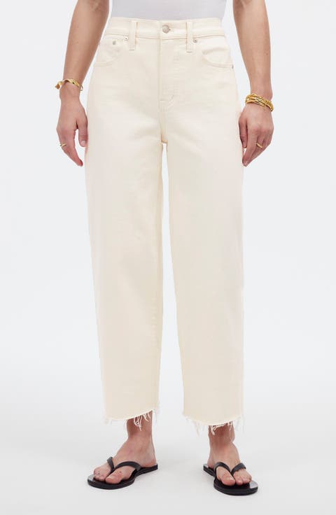 The Perfect Vintage Raw Hem High Waist Crop Wide Leg Jeans (Vintage Canvas)