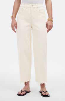 Madewell The Perfect Vintage Raw Hem High Waist Crop Wide Leg Jeans