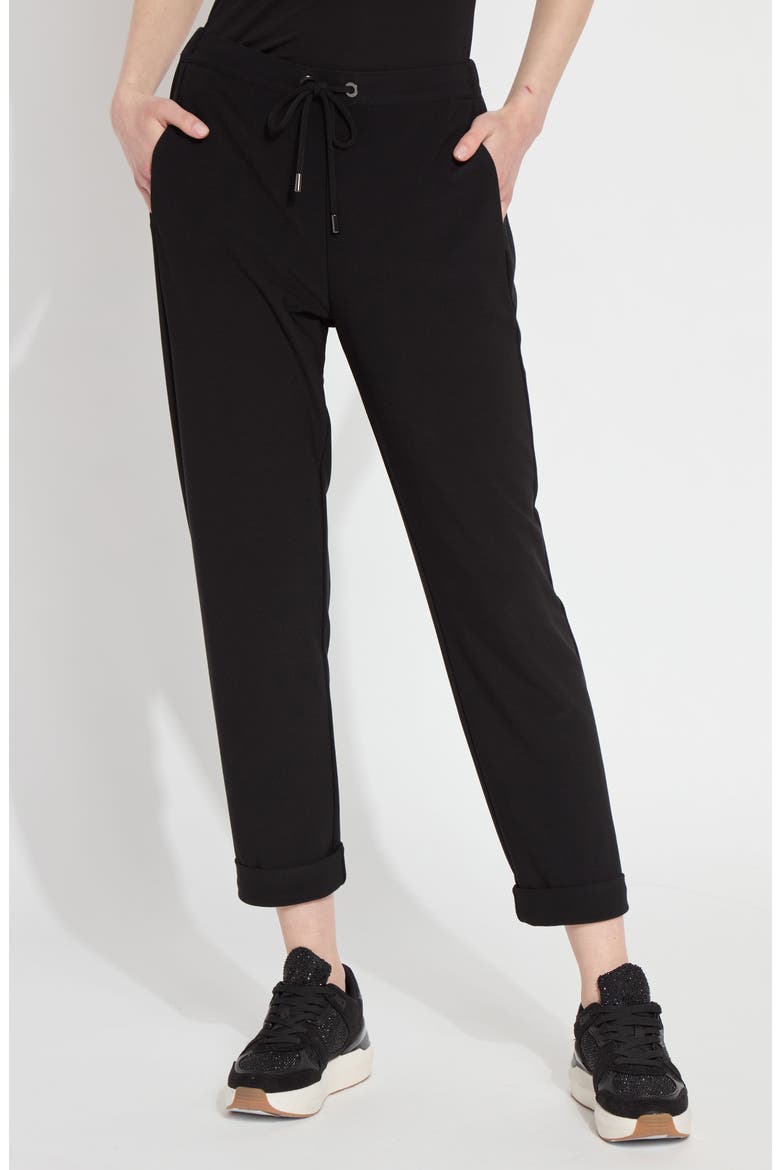 Julia Crepe Cuffed Joggers, Main, color, BLACK