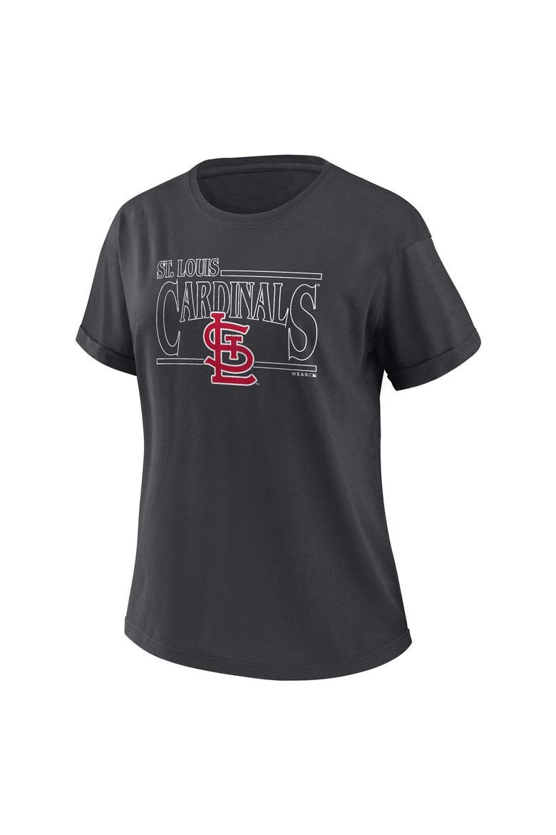 Women's WEAR by Erin Andrews  Charcoal St. Louis Cardinals Oversized Boyfriend T-Shirt, Alternate, color, Charcoal