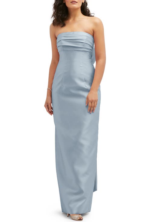 Strapless Bow Back Satin Column Gown