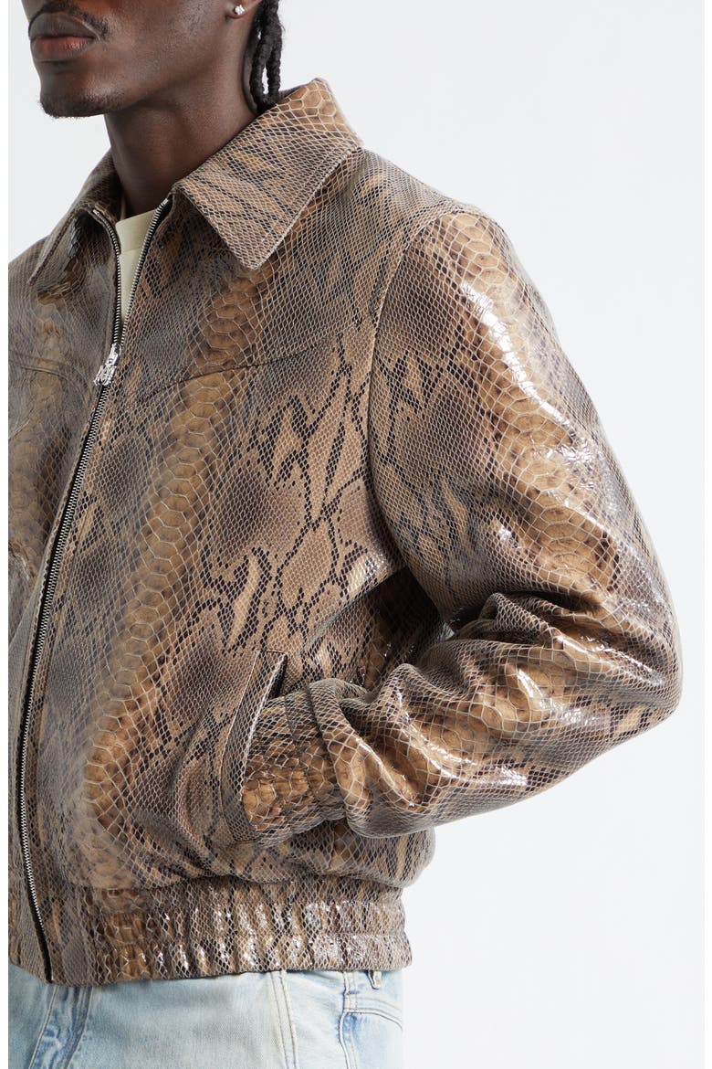 Snake Embossed Leather Western Jacket, Alternate, color, BROWN MULTI