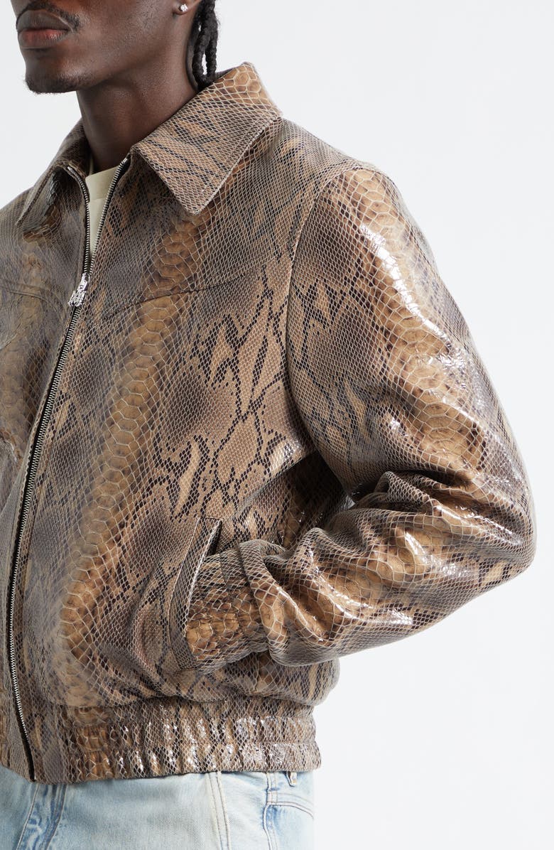 AMIRI Snake Embossed Leather Western Jacket, Alternate, color, Brown Multi