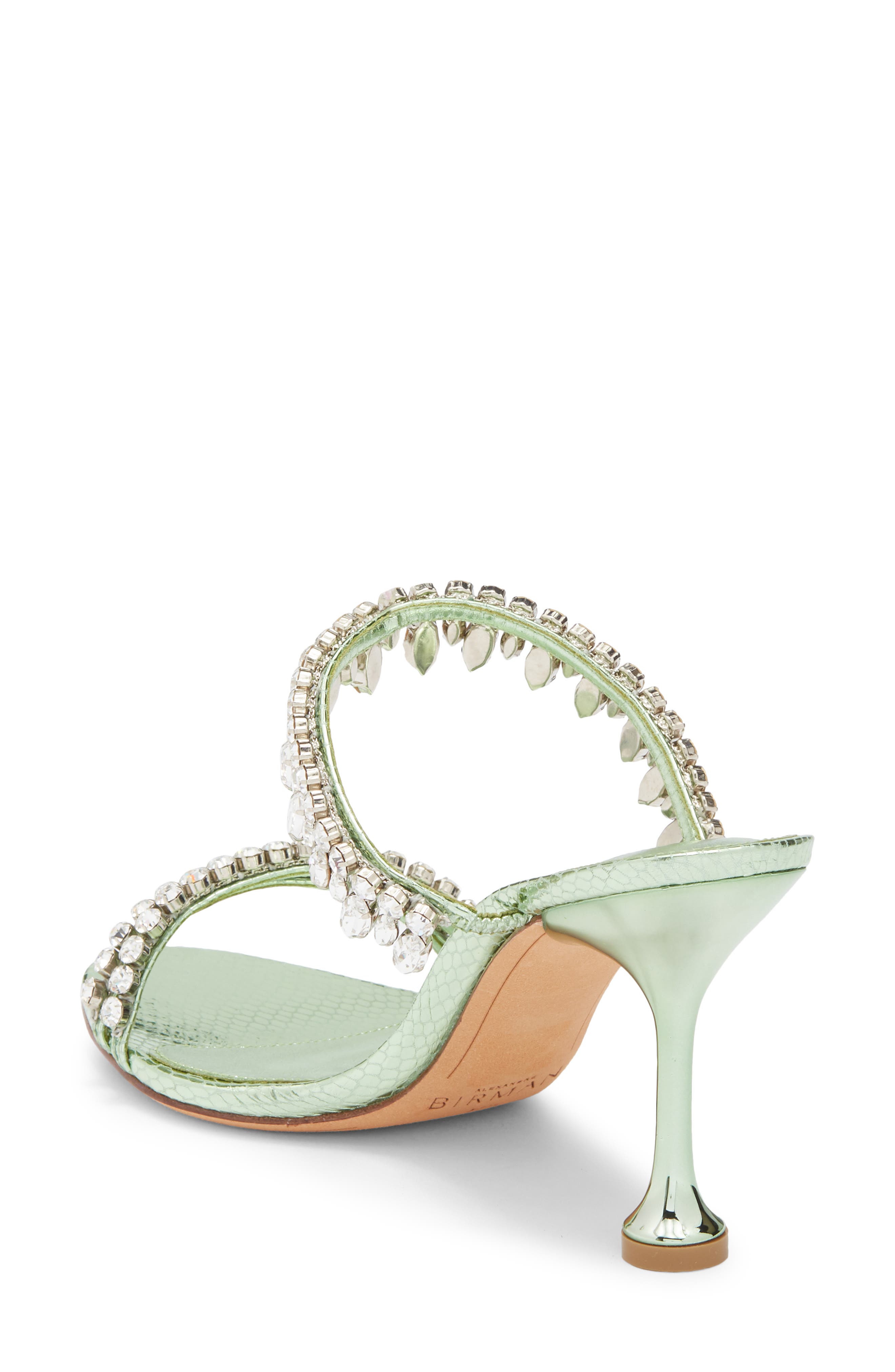 Alexandre Birman Crystal Fringe Sandal, Alternate, color, Mint