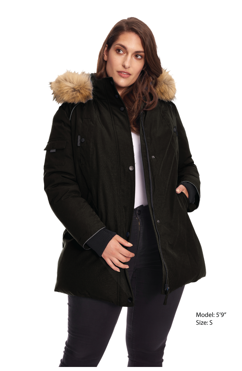 Alpine North GLACIER PLUS SIZE - Vegan Down Classic Winter Parka Jacket, Alternate, color, Black