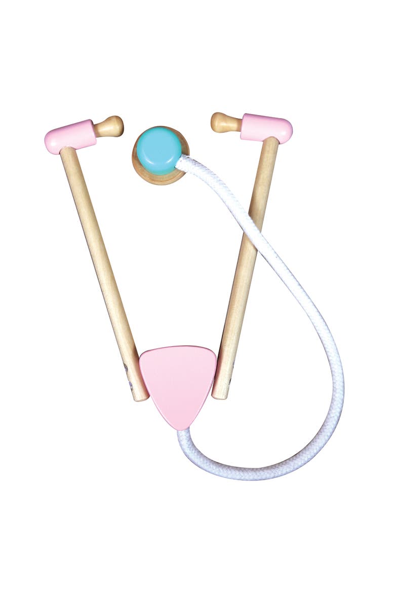 14 Inch Doctor Baby Doll Set, Pink & Blue Elephant Outfit, Wood Accessories, Alternate, color, Multicolored