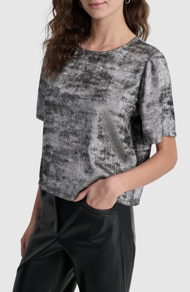 DKNY Liquid Velvet Elbow Sleeve Top, Alternate, color,
