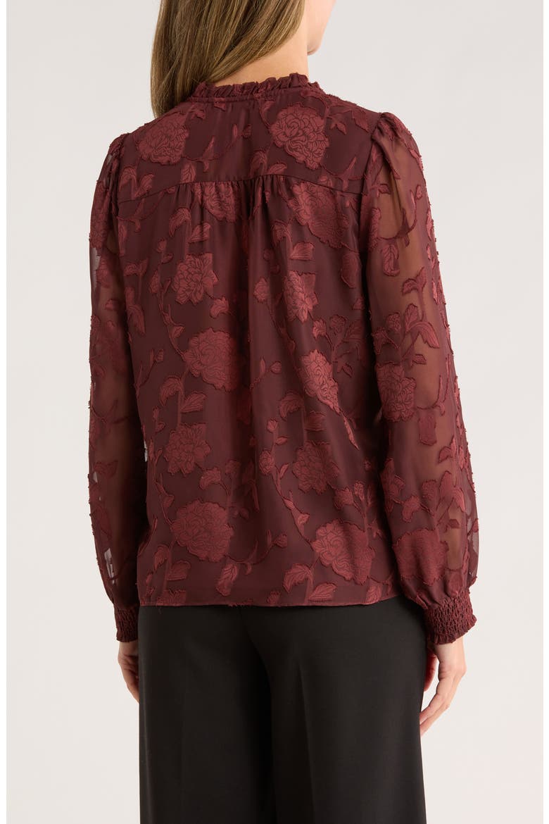 Romantic Ruffle Button-Up Shirt, Alternate, color, DEEP CRANBERRY