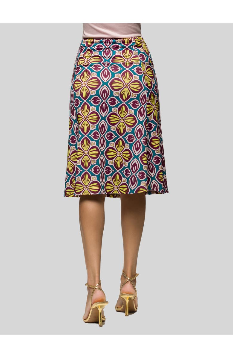 24seven Comfort Apparel Floral Print Comfortable Elastic Waist Knee Length Skirt, Alternate, color,