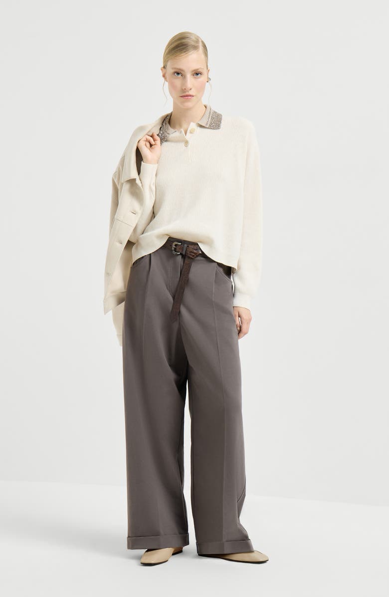 Brunello Cucinelli Wide track trousers, Alternate, color, Brown