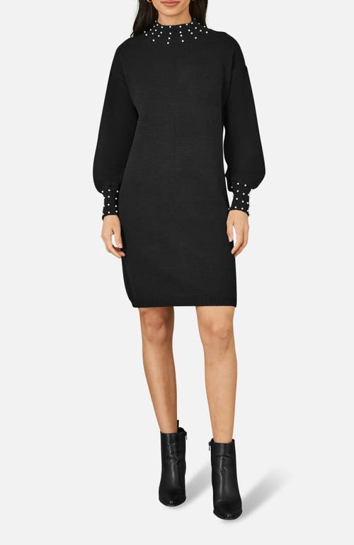 Yumi Bead Detail Knitted Sweater Dress In Black