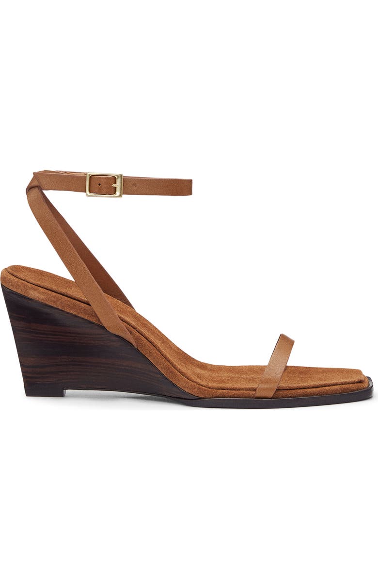 Reformation Lina Wedge Sandal, Alternate, color, Rum Leather