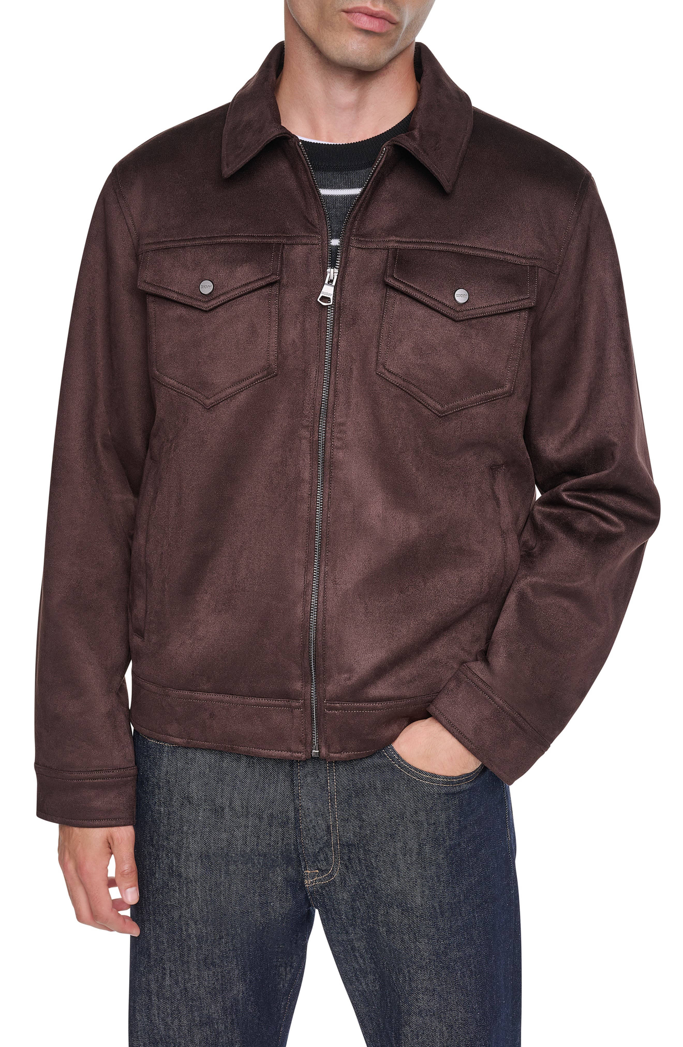 Faux Suede Shirt Jacket