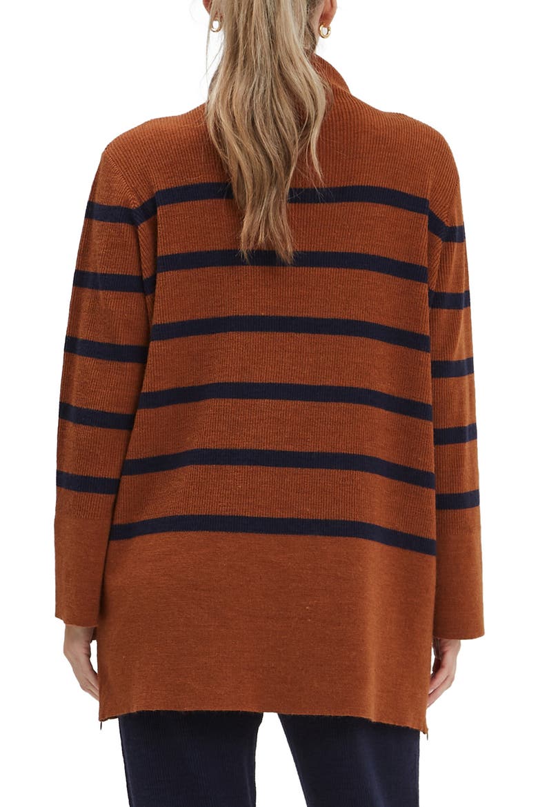 Sarabeth Maternity & Nursing Mock Neck Sweater, Alternate, color, BROWN NAVY STRIPE