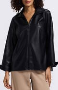 Foxcroft Agnes Faux Leather Long Sleeve Popover Top