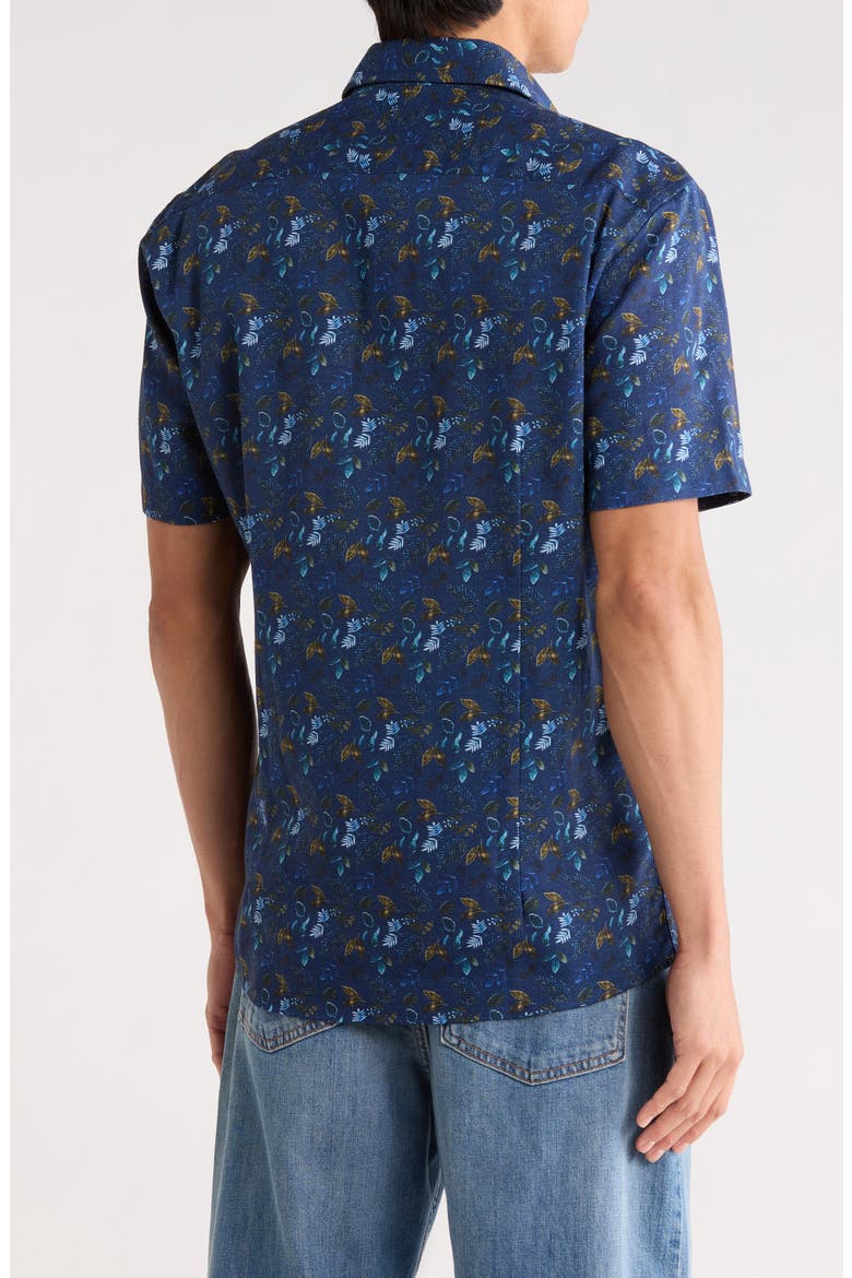 Linen Blend Short Sleeve Sport Shirt, Alternate, color, NAVY / MARINE