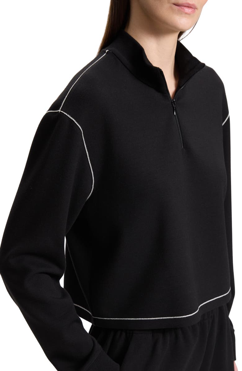 Theory Half Zip Crop Sweatshirt, Alternate, color, Black
