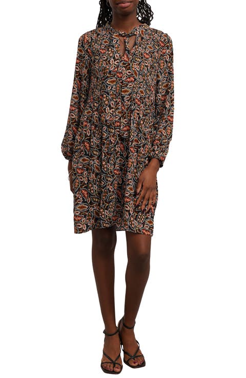 Tie Neck A-Line Dress