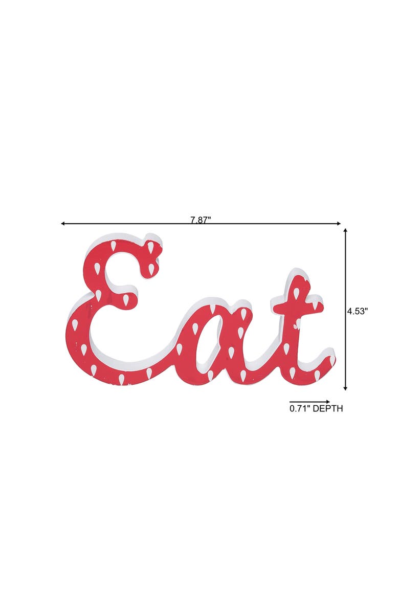 Transpac MDF Eat Sitting Decor Wall Sign Red for Spring Wall and Entryway Decor, Alternate, color, Red