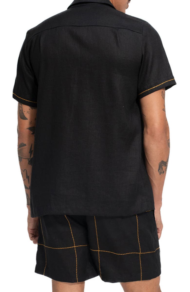 Agua Bendita Jack Linen Camp Shirt, Alternate, color, Black Multi