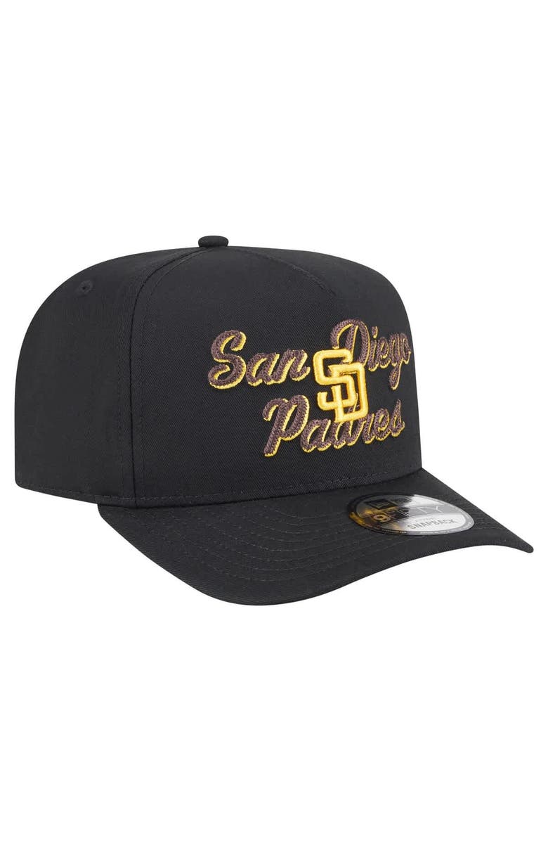 New Era Men's New Era Black San Diego Padres Chainstitch 9FIFTY A-Frame Snapback Hat, Alternate, color, Black