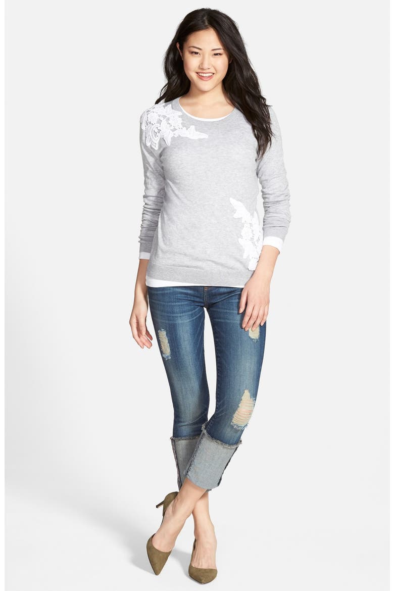 'Cameron' Distressed Rolled Straight Leg Jeans, Alternate, color, AUDACITY