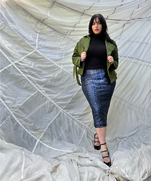 Baacal Kaya Midi Sequin Skirt In Blue