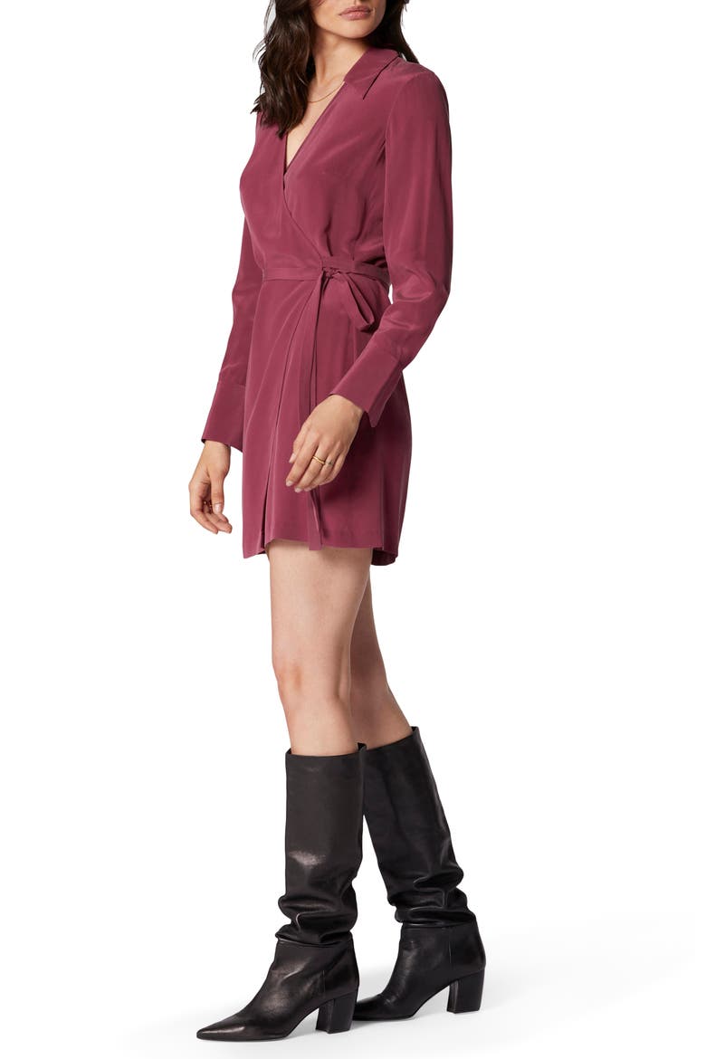 Antheme Long Sleeve Silk Wrap Dress, Alternate, color, RHODODENDRON