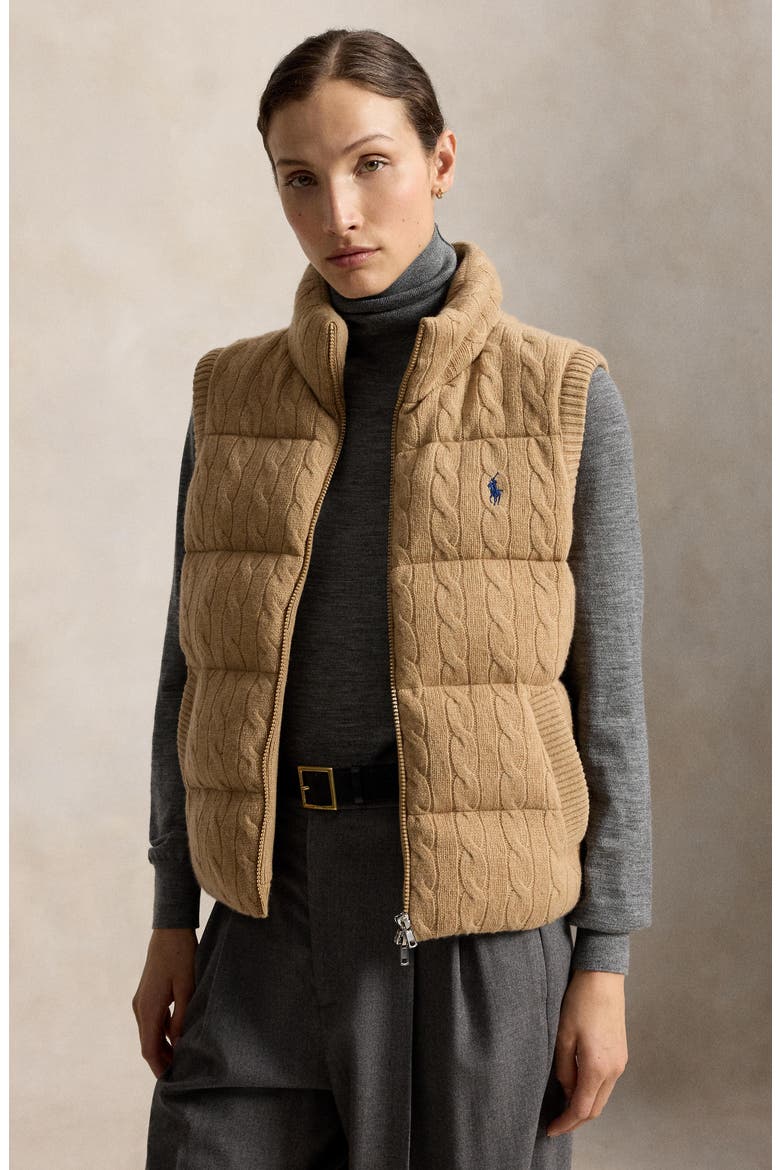 Wool & Cashmere Puffer Vest, Alternate, color, COLLECTION CAMEL MELANGE