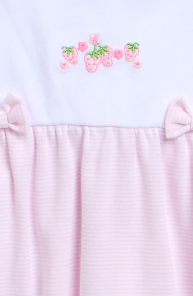 Kissy Kissy Strawberry Embroidered Pima Cotton Bubble Romper, Alternate, color, Pink