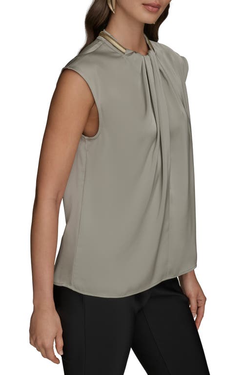 Donna Karan New York Twist Neck Hardware Sleeveless Top In Gold
