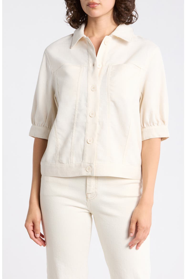 Twill Short Sleeve Jacket, Main, color, NATURAL