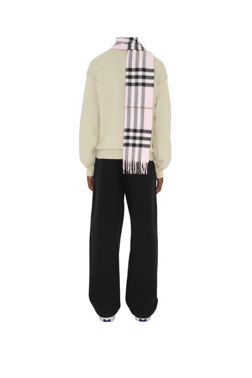 Shop Burberry Check Cashmere Scarf In Pale Candy Pink